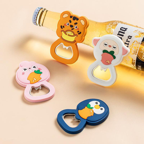 Multifunctional bottle opener Cartoon beer screwdriver Creative household silicone magnetic refrigerator sticker bottle opener cap opener