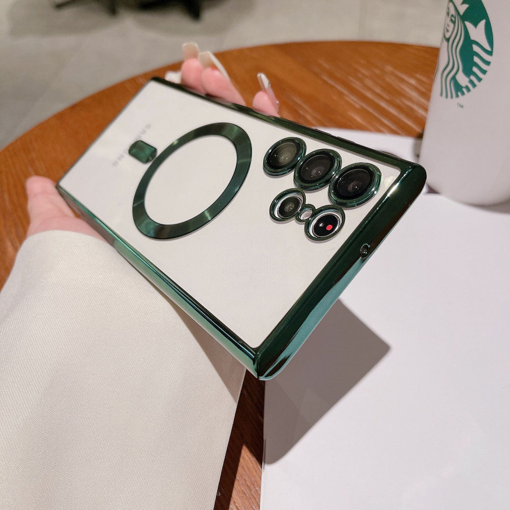 Suitable for samsung s26ultra electroplated magnetic wireless charging mobile phone case a35 all-inclusive lens cd pattern transparent soft case