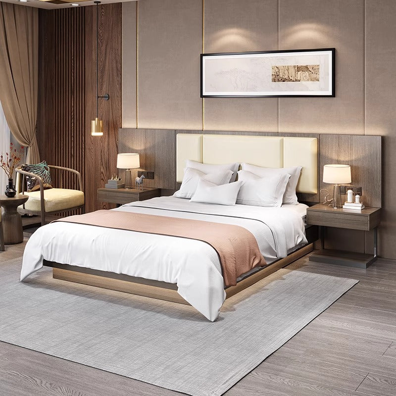 Hotel furniture standard room complete set of hotel bed box tv cabinet combination single room double apartment b&b large bed home