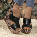 Wholesale women's plus size wedge heel sandals for cross-border e-commerce:  summer new fish mouth high heel platform velcro sandals