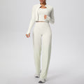 pure color brushed tight high-elastic vest wide-leg long three-piece set sports running fitness yoga suit
