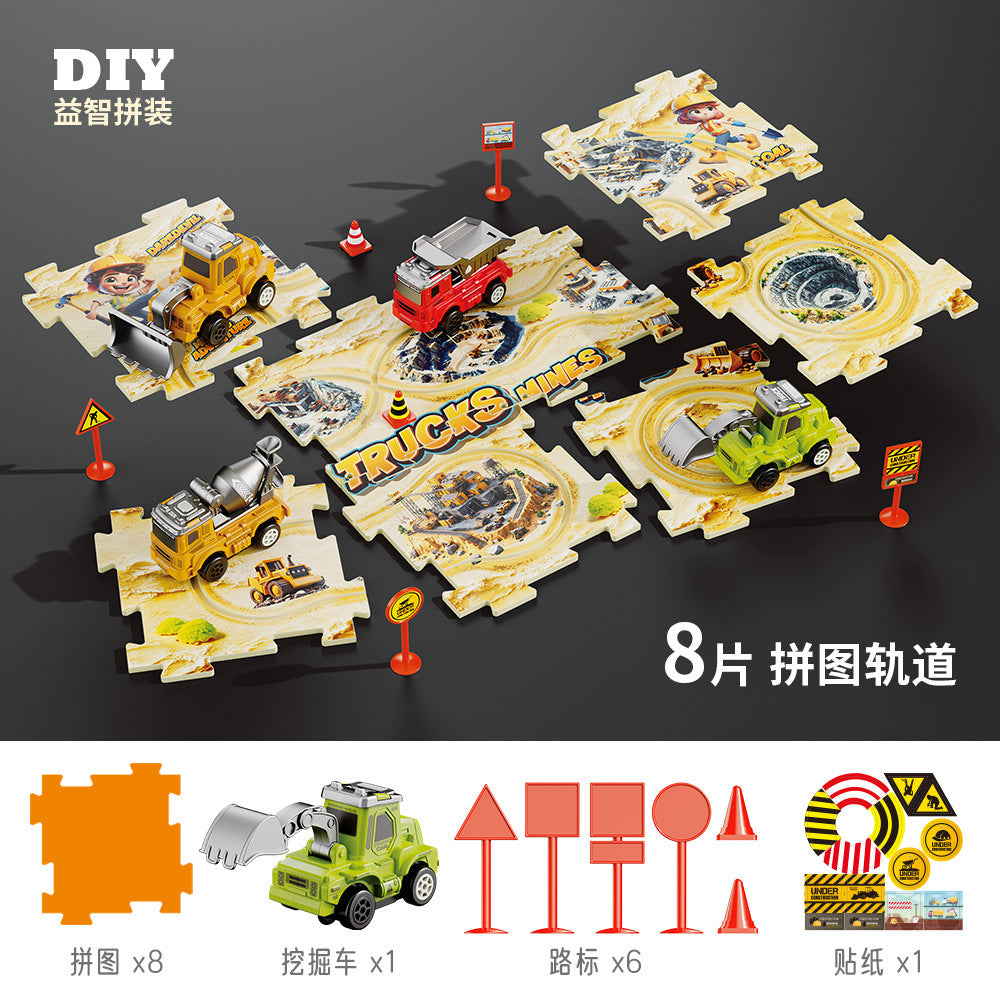 children's diy multifunctional electric vehicle educational toy for boys ages 3-6, construction vehicle model puzzle track car