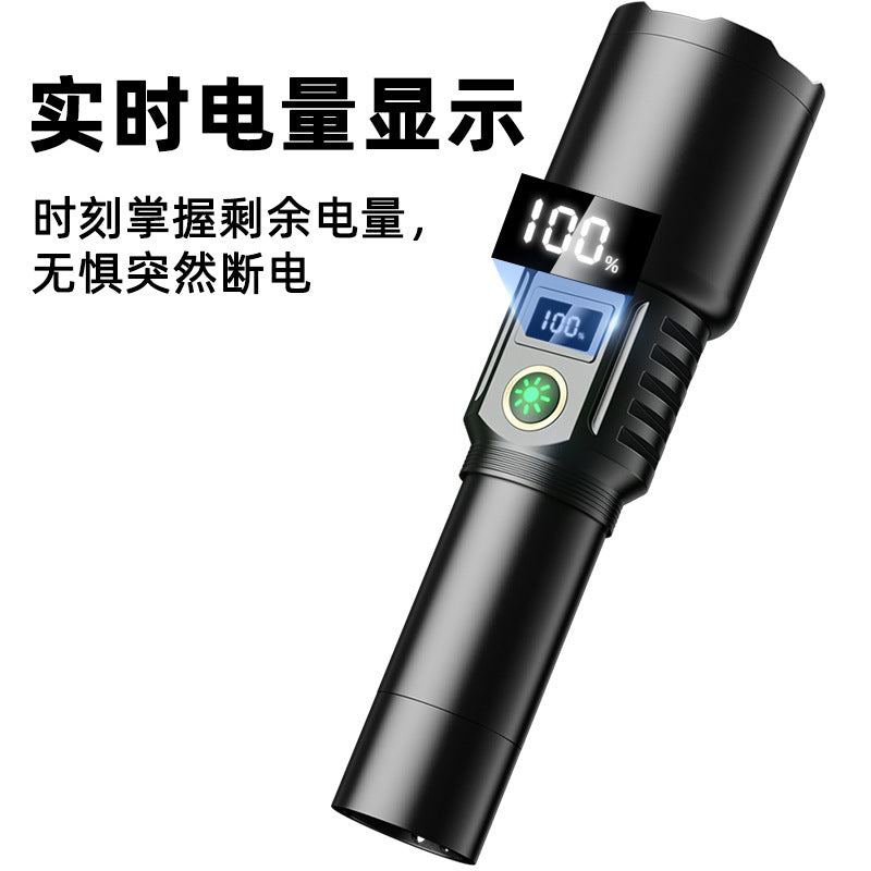 Cross-border new strong light white laser wick charging multi-function telescopic zoom remote focus outdoor lighting flashlight