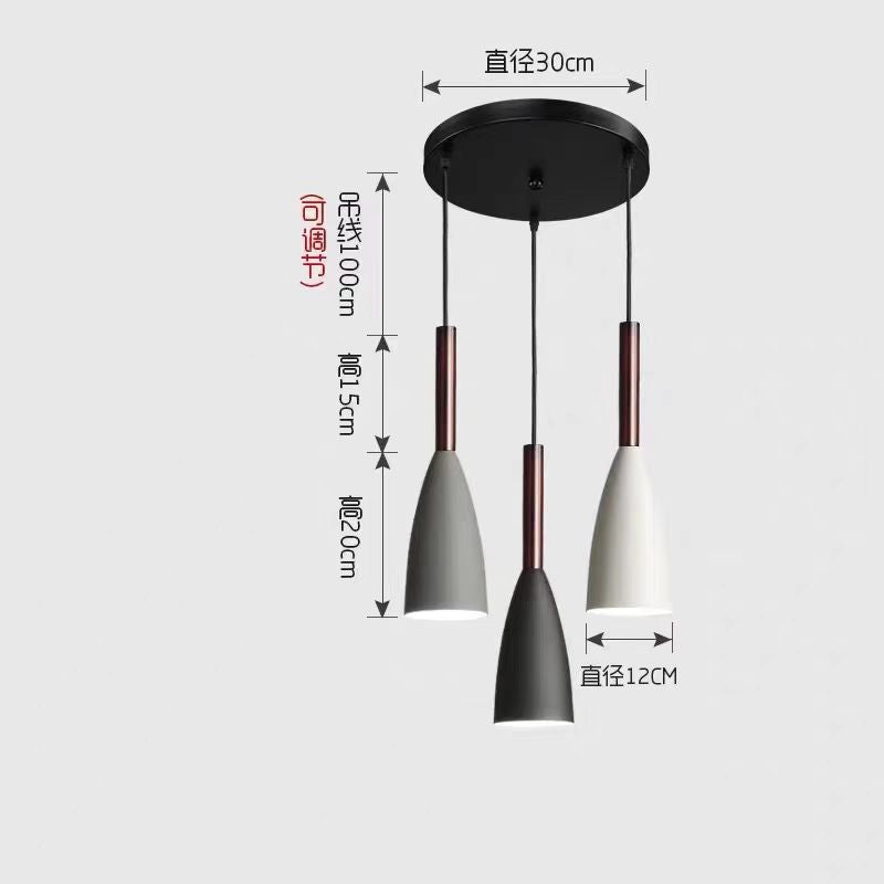Nordic restaurant chandelier three-head four-head modern casual dining room bar creative tea room long plate round plate iron chandelier