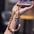 New chinoiserieclassy mobile phone chain crystal accessible luxury style gold foil butterfly pendant tassel short mobile phone case lanyard