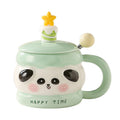 New cartoon cute pet high-value ceramic mug with lid, color glaze craftsmanship, for home and office use - wholesale