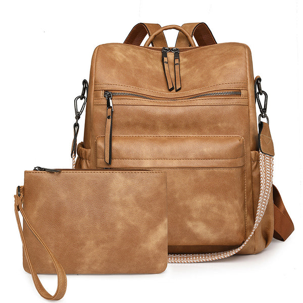 Zhenli  large-capacity backpack women's, European and American retro women's backpack multi-functional backpack bag