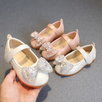 Spring & fallk-stylenew arrivalgirl leather shoesbowsprincessflatskidsvelcrobows performance dance shoes