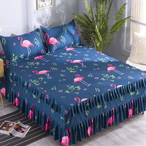 Korean style bed skirt bedspread single piece princess style bed skirt bed cover fitted sheet no pilling no shrinkage casual double 1.8m