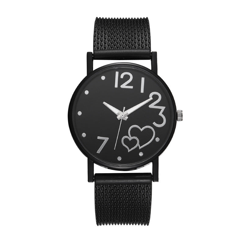New arrival: women's casual fashion mesh strap heart-shaped watch - wholesale direct from manufacturer