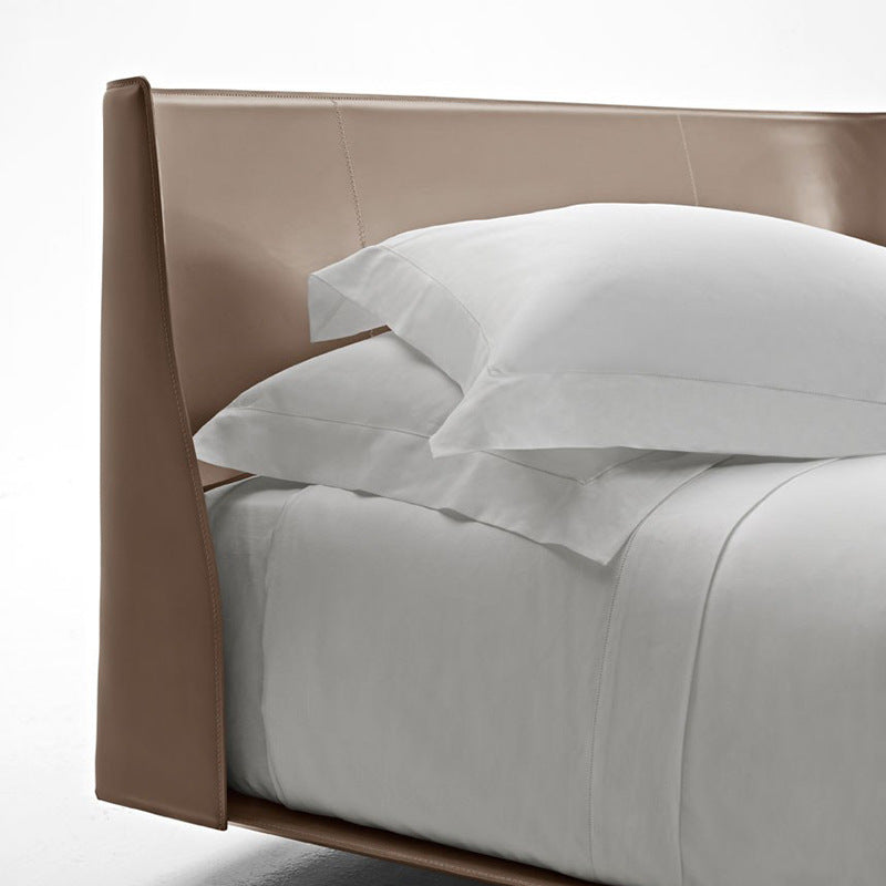 Italian normcore suspended bed master bedroom saddle leather alys bed 1.8m retro luxury double genuine leather art wedding bed