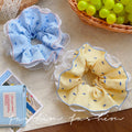 Large yellow floral plaid large intestine hair tie for women 2026new arrival ball hair rope forest style sweet ponytail hair rope