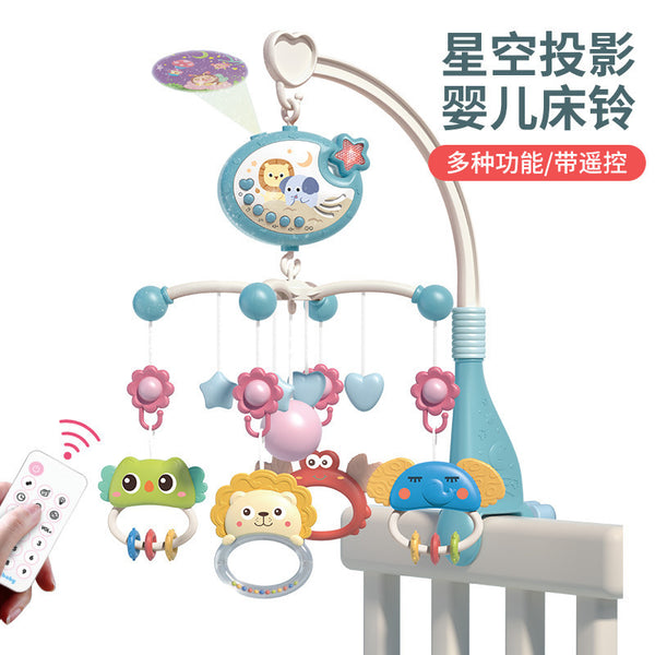Cross-border  export crib bell toy newborn baby night light music projection rotating bedside bell