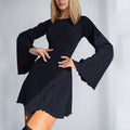 Amazon cross-border women's spring/summer new arrivals: european and american style elegant dress with flared sleeves and backless design - a chic mini dress