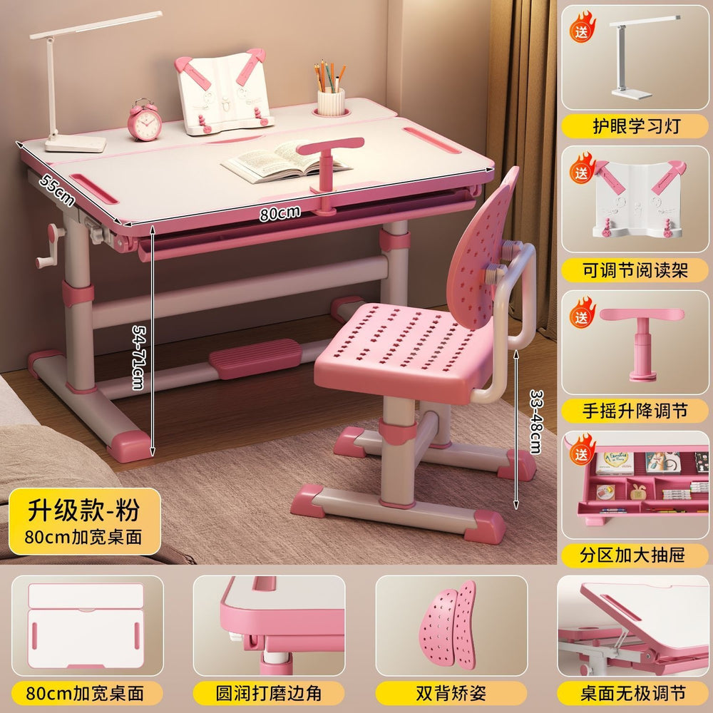 Adjustable height desk and chair set for kids - perfect for elementary school students, home study, and writing