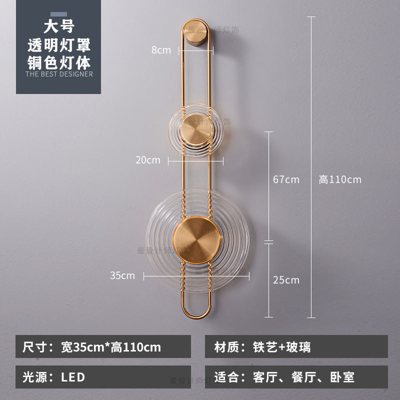 Modern minimalist wall sconce, long style, solid brass, for living room backdrop, hallway, aisle, glass ripple bedside, project wall lighting