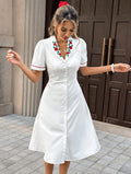 new arrival: cross-border fashion women's white v-neck bodycon dress