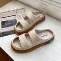 Women's slippers for outdoor wear, 2025 new fairy style sandals, trendy versatile platform slides, cloud-like comfort, thick-soled beach shoes