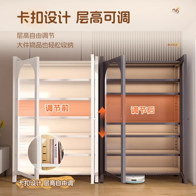 Household kitchen storage cabinet floor-standing multi-layer double door cabinet microwave dish storage cabinet movable storage rack