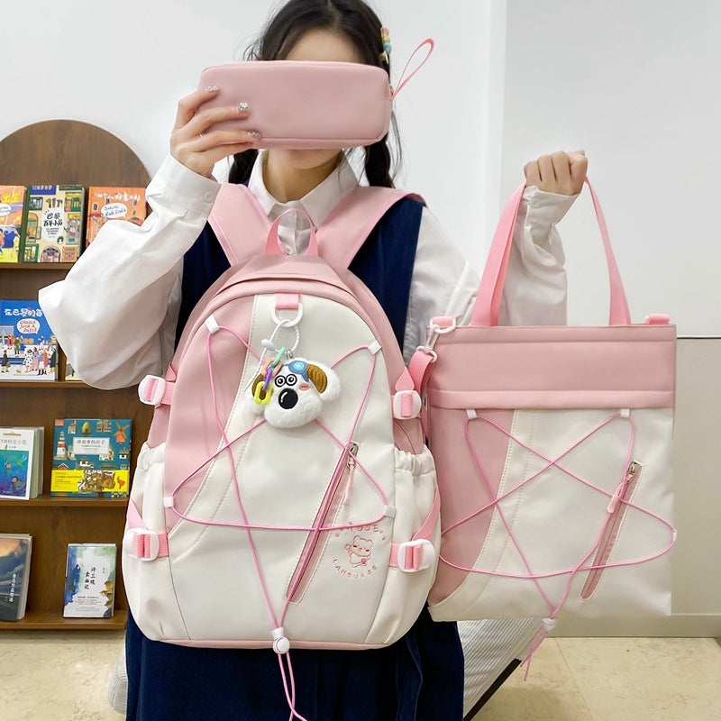 Primary and secondary school students schoolbag new color matching cute cartoon going out leisure backpack daily large capacity backpack