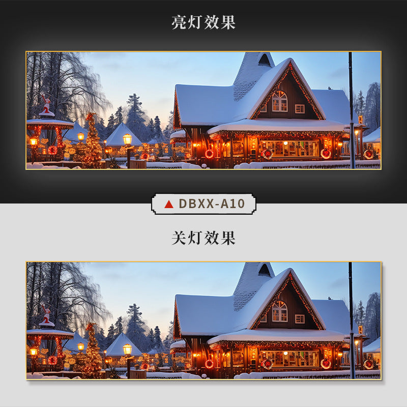 Farmyard Northeast Snow Scene Decorative Painting Rural Folk Scenery Wall Painting Iron Pot Stew Restaurant Light Box Hotel Hanging Painting