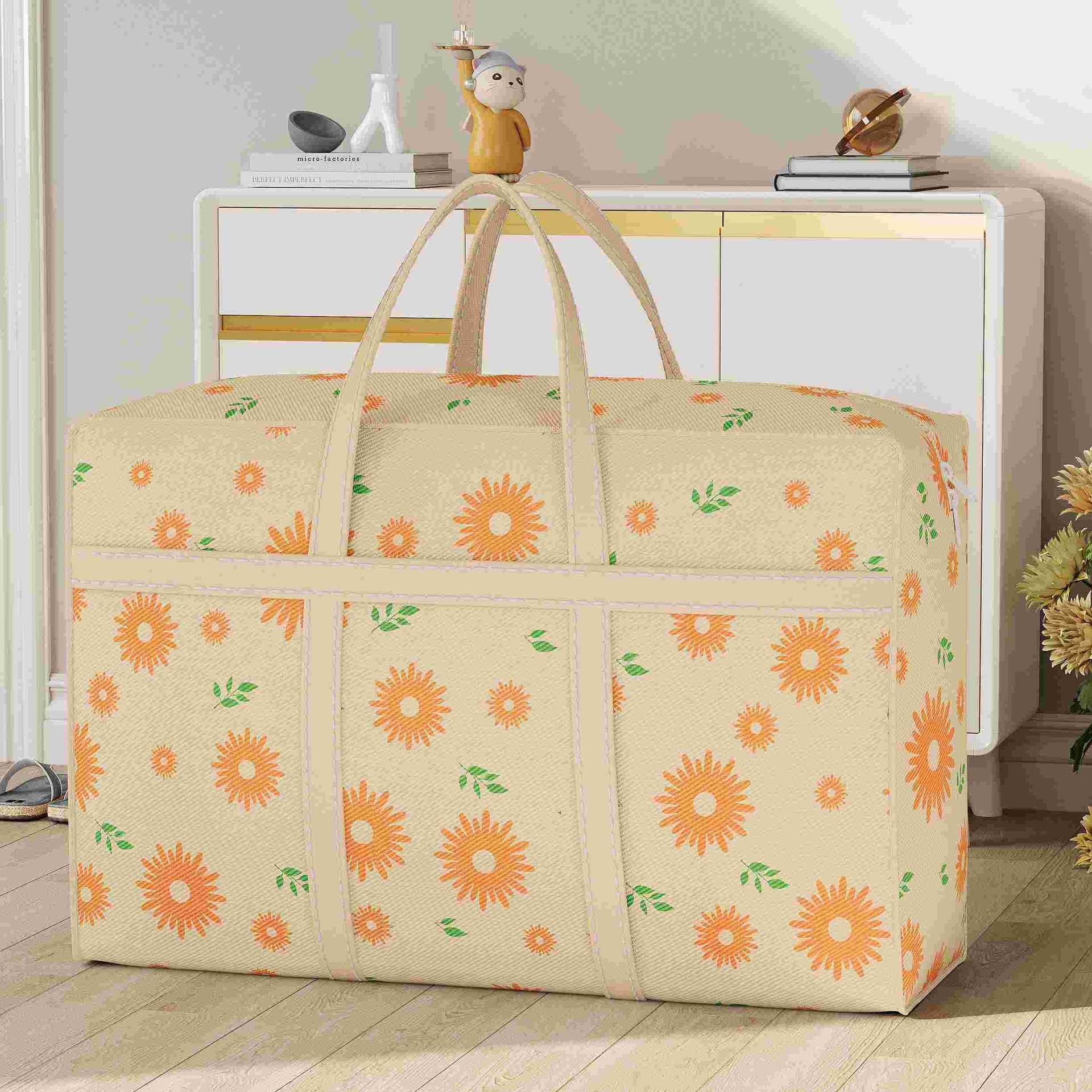 Daisy quilt bag, hand-held storage, luggage storage, wardrobe sorting, storage box, home folding moving bag.