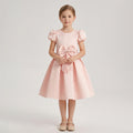 Girls' satin princess dress - pink sweet style birthday outfit, stylish children's dress, first birthday gown for girls