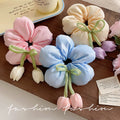 Kids flower large intestine hair tie little girl back of head ball head low ponytail headdress girl princess classy hair accessories