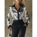Wish bestseller: autumn new arrival - satin printed long sleeve shirt for independent stores