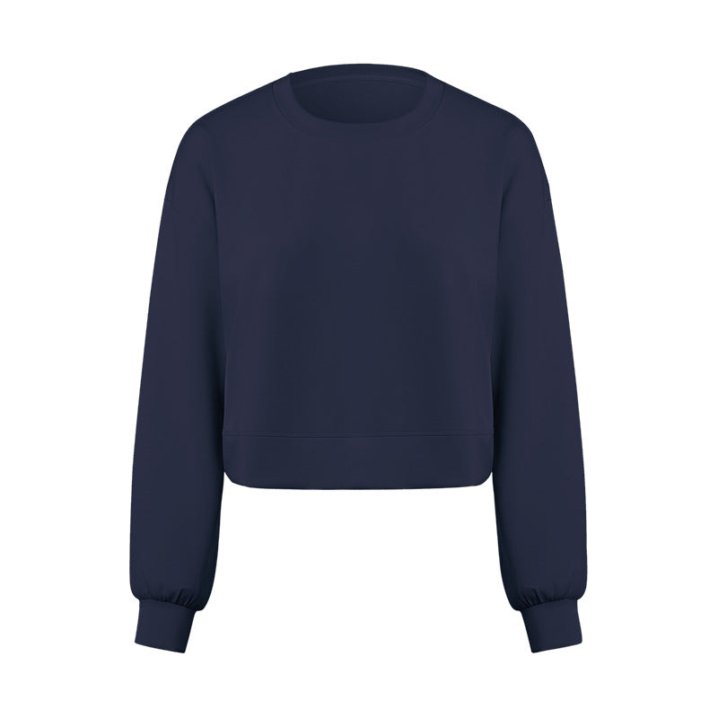 New air layer crew neck casual yoga long sleeve loose fit quick-dry drapey sports sweatshirt for women daw015