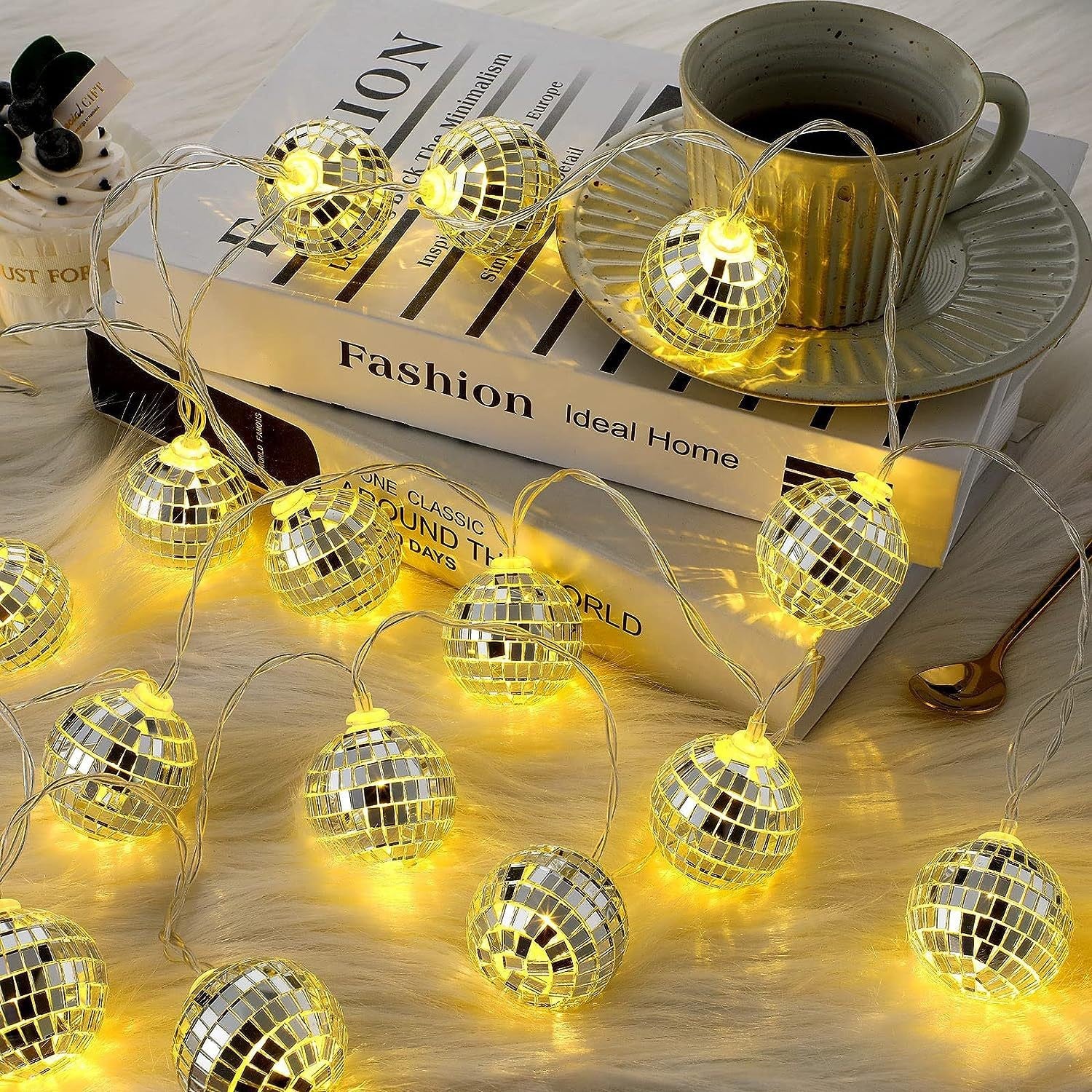 Mirror ball light string led disco ball color light flash light string glass piece Christmas decorative light European and American string light wholesale