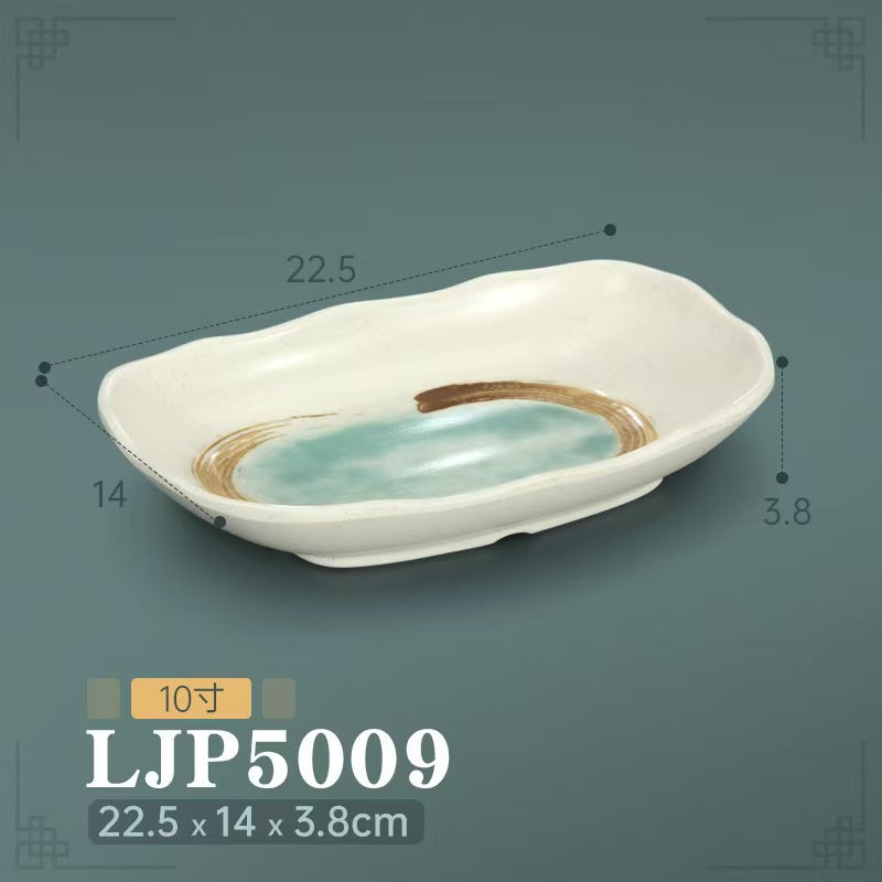 Melamine hot pot side dish plate beef plate imitation porcelain sushi plate korean style barbecue dish plate palace style hotel bowl and dish suit