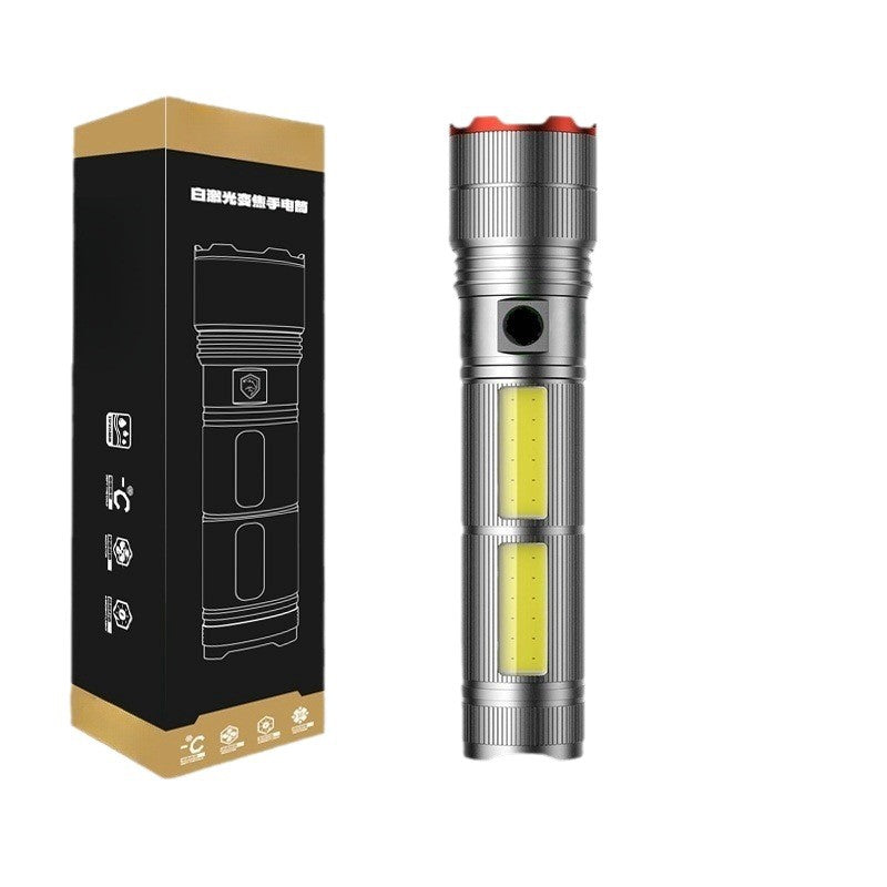 Laser laser strong light charging outdoor super bright remote emergency patrol long battery life large capacity LED flashlight