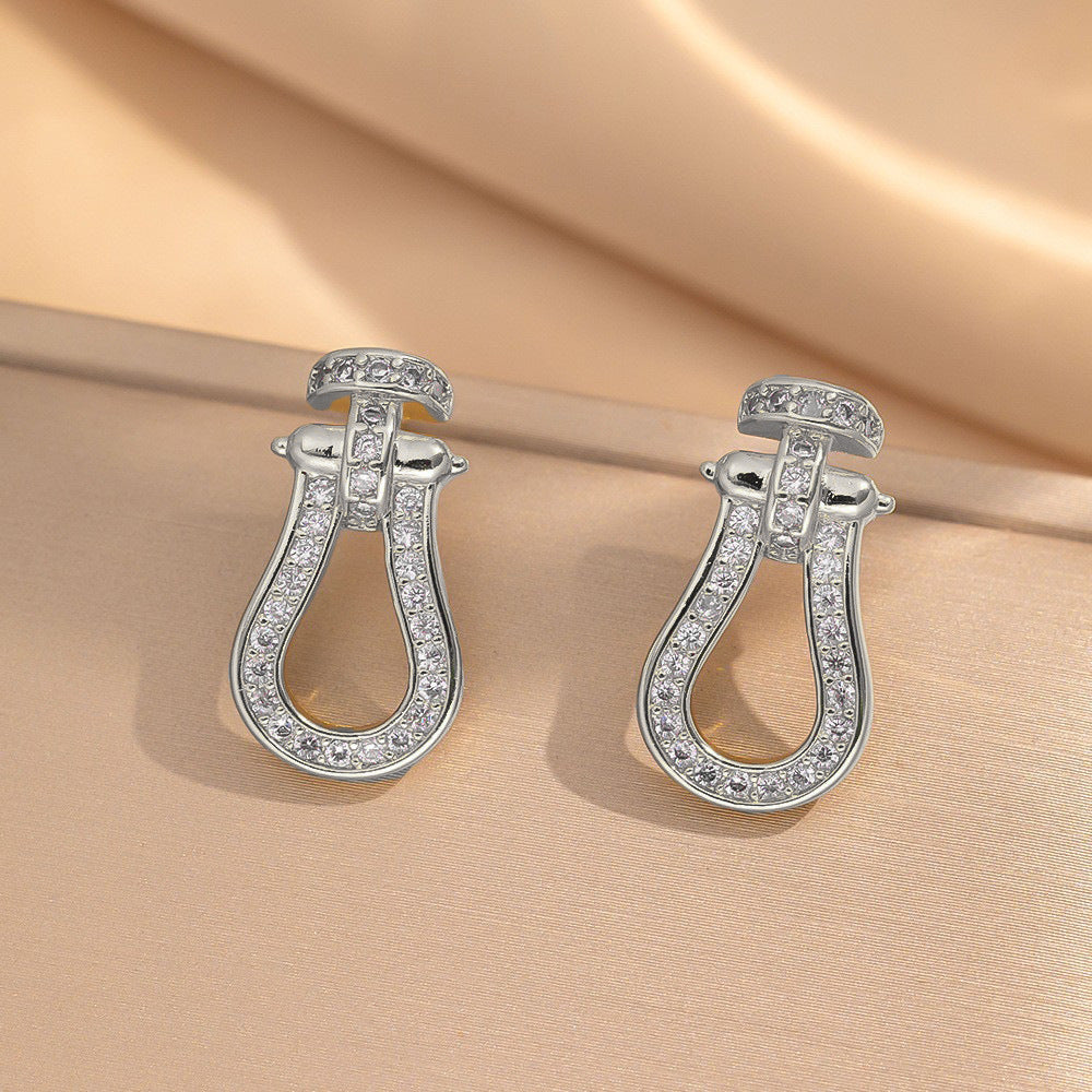 popular copper inlaid zirconium full diamond horseshoe necklace for women accessible luxuryfashioneasiest for match non-fading new arrival clavicle chain jewelry
