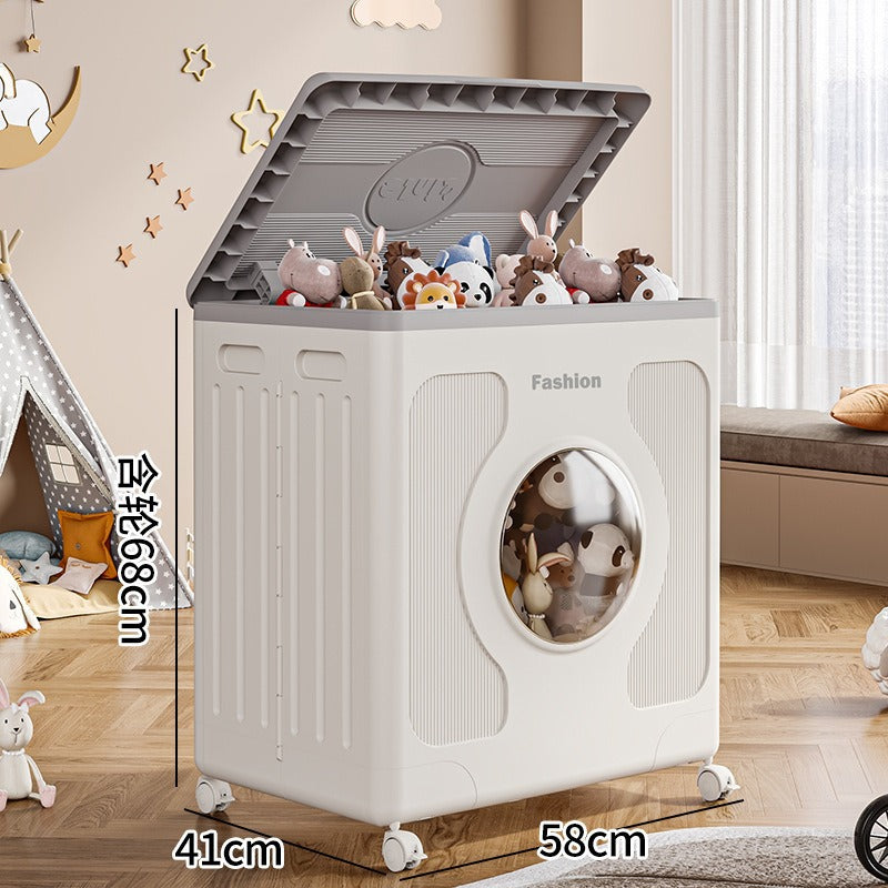 Flap Multifunctional Storage Box Household Large Capacity Organizing Box with Pulley Foldable Clothing Plastic Storage Box