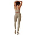 New seamless yoga set: high-waisted peach lift leggings with criss-cross back bra - sweat-wicking workout outfit for running and fitness