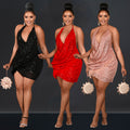 C6905 cross-border   fashion women's sexy sequin cami dress - one-piece mini dress