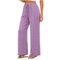 new european and american style women's fashion solid color lace trim elastic waistband pocket casual trousers