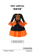 halloween girls' dress - bat pattern witch costume with party hat - halloween kids' dress