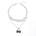 Wholesale necklace accessories: european & american cross-border jewelry - minimalist black cherry & billiard ball pendants, skull necklaces