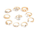 European and american cross-border luxury floral teardrop diamond ring set - unique geometric stackable knuckle rings for women