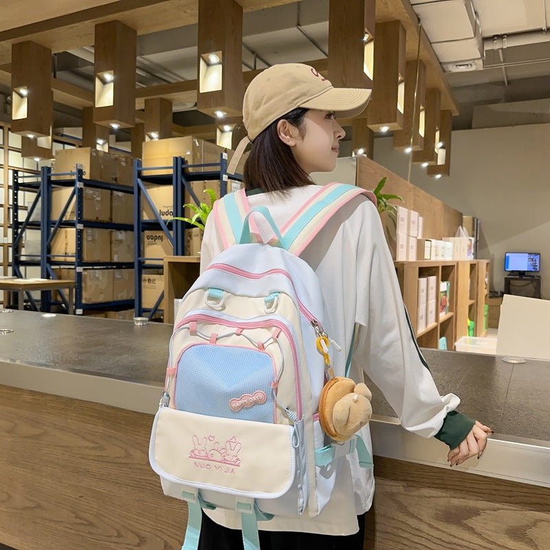 New large-capacity backpack simple female college student lightweight fashion backpack junior high school student schoolbag