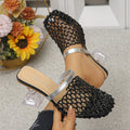 Export cross-border baotou thick heel sandals 2026 summer new arrivalfashioneasiest for matchcut out woven high heel sandals for women