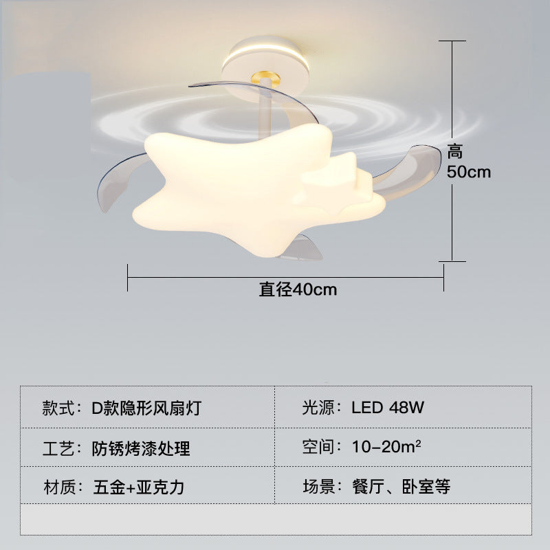 [Strict Selection] Ceiling Fan Light Cream Wind New Room Fan Light Simple Modern Bubble Dining Table Chandelier