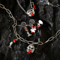 Halloween horror dark style necklace and earring set - trendy vampire bloodstained enamel ring jewelry for women