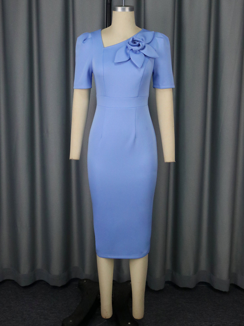 fashion 3d floral short sleeve dress - european & american style high waist bodycon party gown dress