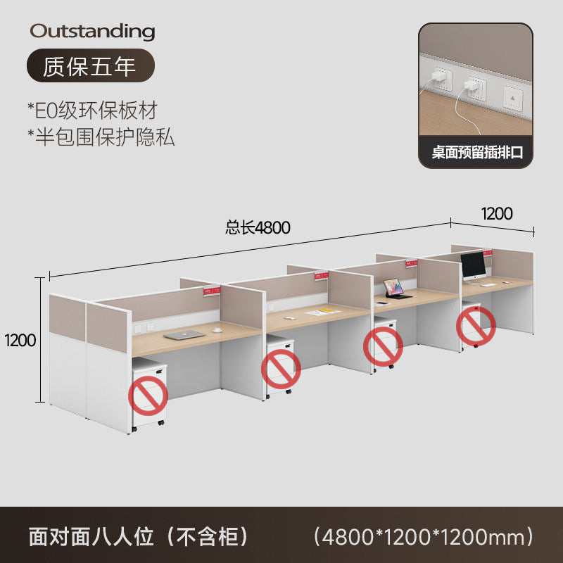 Staff office desk and chair set - minimalist modern office furniture, workstation computer desk, employee desk with partition