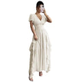 summer new arrival: v-neck slim-fit long dress - pleated, slimming, and fashionable