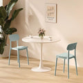 White + green + one table and two chairs