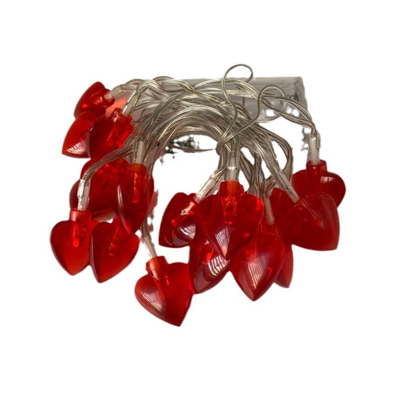 Cross-border LED Christmas decoration fairy light heart-shaped red soft love birthday battery box LED light string